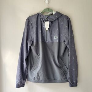 ORIGINAL PENGUIN Men's Windbreaker | Quarter Zip Hoodie | Small, Gray